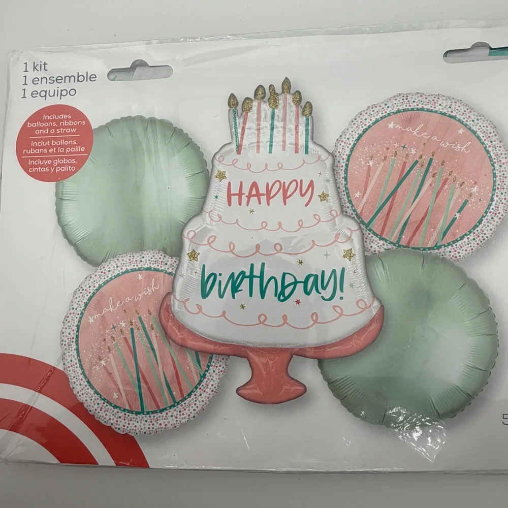 5 Piece Happy Birthday Cake Bouquet Balloons